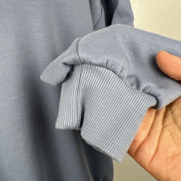 L.A.B. Studio Vivid Lauren Sweater Women Large Blue Grey Pullover Bear Patch - Picture 8 of 13